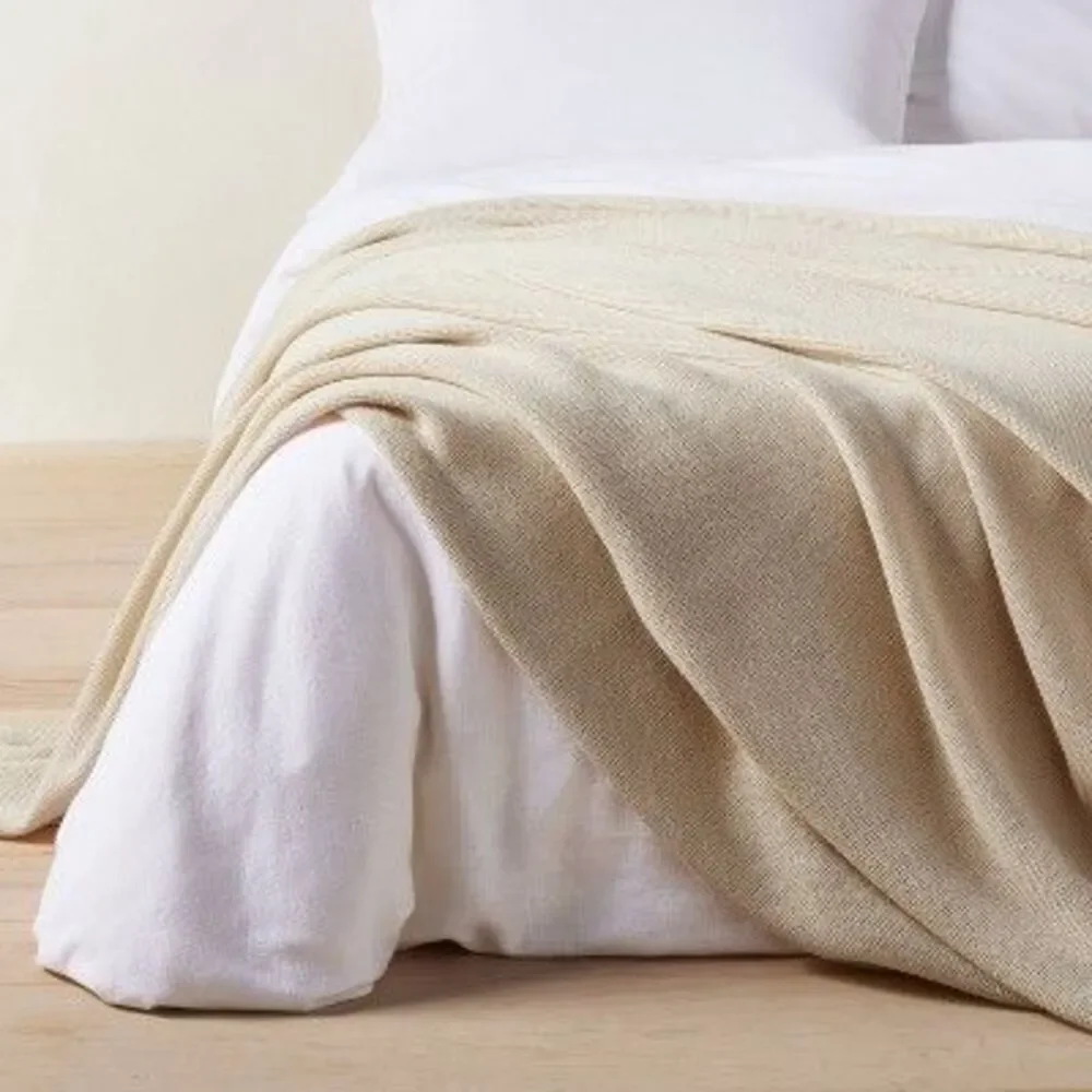 Casaluna - Full/Queen Micro Waffle Bed Blanket Natural - Casa Off-White